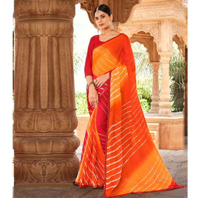 "Fancy Silk Saree Seymore Kesaria -11377 - Click here to View more details about this Product